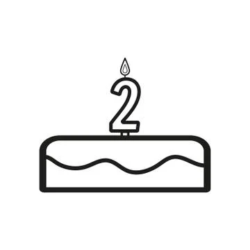 Cake with candles in the form of number 2 icon Illustrazione stock