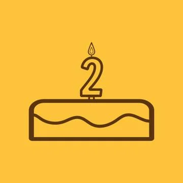 Cake with candles in the form of number 2 icon イラスト素材