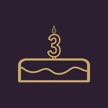 Cake with candles in the form of number 3 icon Illustrazione stock