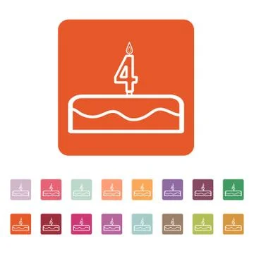 Cake with candles in the form of number 4 icon イラスト素材