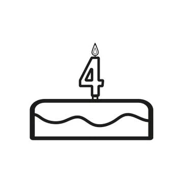 Cake with candles in the form of number 4 icon イラスト素材