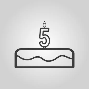 Cake with candles in the form of number 5 icon イラスト素材