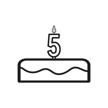 Cake with candles in the form of number 5 icon イラスト素材
