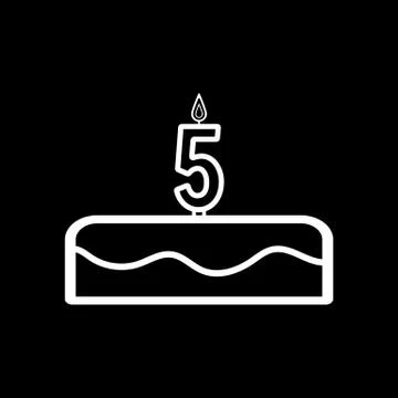 Cake with candles in the form of number 5 icon イラスト素材