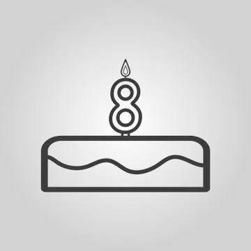 Cake with candles in the form of number 8 icon イラスト素材