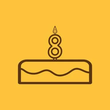 Cake with candles in the form of number 8 icon イラスト素材