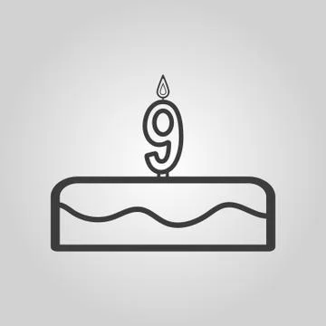 Cake with candles in the form of number 9 icon イラスト素材