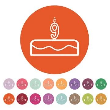 Cake with candles in the form of number 9 icon イラスト素材