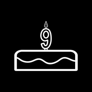 Cake with candles in the form of number 9 icon イラスト素材