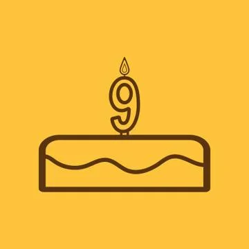 Cake with candles in the form of number 9 icon イラスト素材