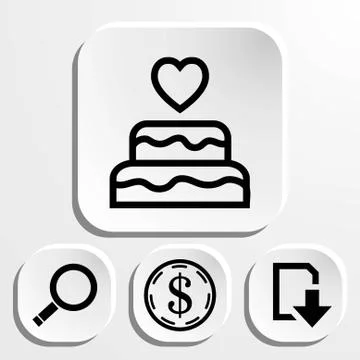 Cake with candles icon stock vector illustration flat design Stock Illustration