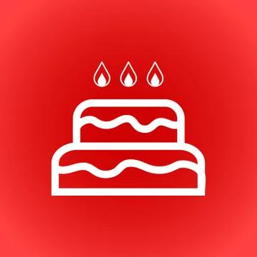 Cake with candles icon stock vector illustration flat design Stock Illustration