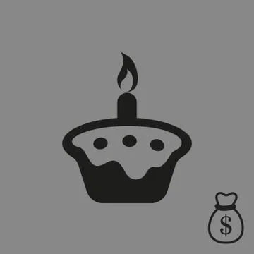 Cake with candles icon stock vector illustration flat design Stock Illustration