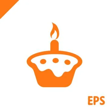 Cake with candles icon stock vector illustration flat design Stock Illustration