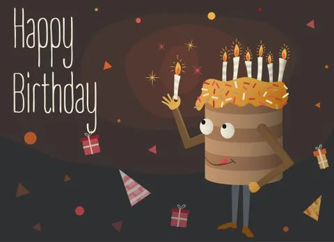 Cake with candles Stock Illustration