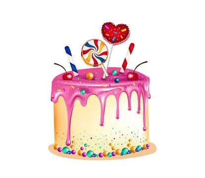 Cake with candles Stock Illustration