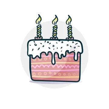 Cake with candles sticker Ilustração Stock