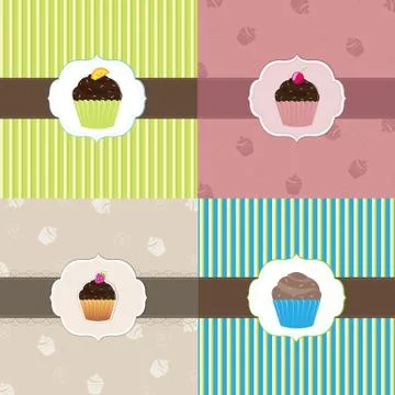 Cake card template set Stock Illustration
