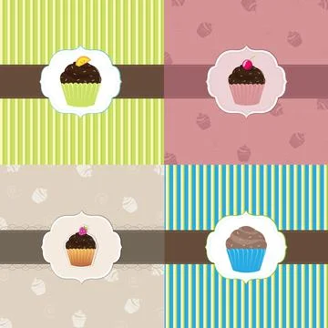 Cake Card Template Set Stock Illustration