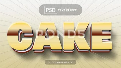 Cake cartoon style text effect editable PSD Template