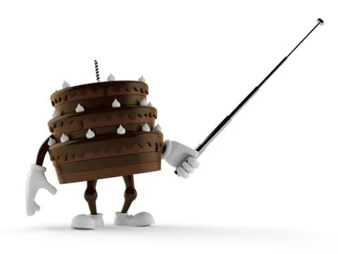 Cake character aiming with pointer stick Illustrazione stock