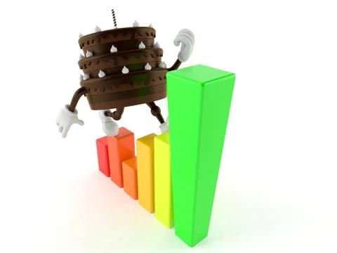 Cake character with chart 스톡 일러스트