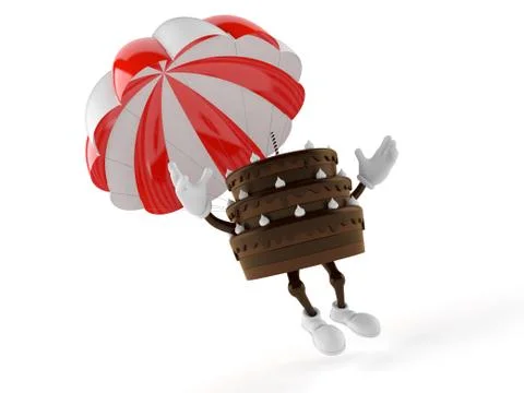 Cake character with parachute 库存插图