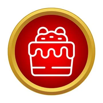 Cake with cherries icon in red circle Stock Illustration