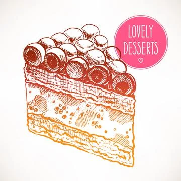 Cake with cherries Stock Illustration