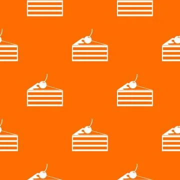 Cake with cherries pattern seamless Stock Illustration