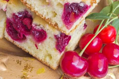 Cake with cherries Stock Photos