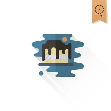 Cake with Cherry. Cake with Cherry. Dessert Icon in Simple, Minimalistic a... Stock Photos