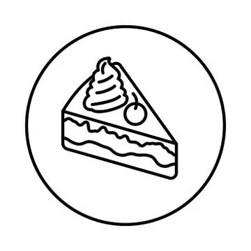 Cake with cherry icon in Circle line Stock Illustration