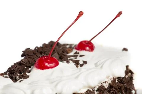 Cake with cherry isolated on white 库存照片