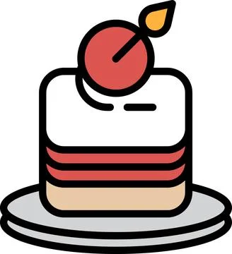 A cake with a cherry on top and a green leaf 스톡 일러스트