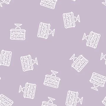 Cake chocolate line vector seamless pattern Stock Illustration