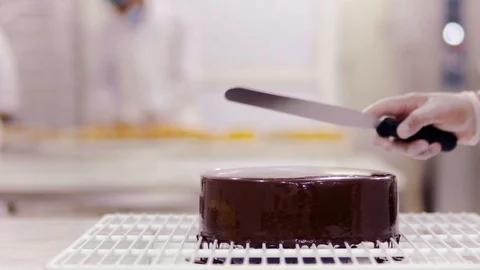 Cake chocolate topping slowmotion-2 Stock Footage 110715491