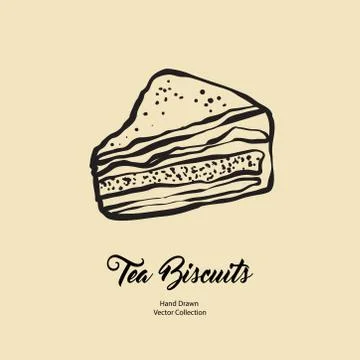 Cake chunk isolated hand drawn vector line illustration in old style. Vector  Stock Illustration