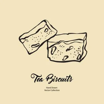 Cake chunks isolated hand drawn vector line illustration in old style. Vector Stock Illustration