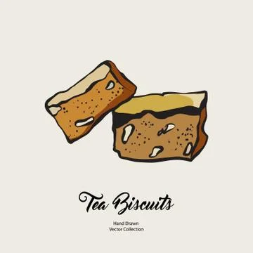 Cake chunks isolated hand drawn vector line illustration in old style. Vector Stock Illustration