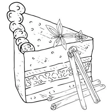Cake with cinnamon icon. Vector illustration of a piece of cake and cinnamon  Stock Illustration