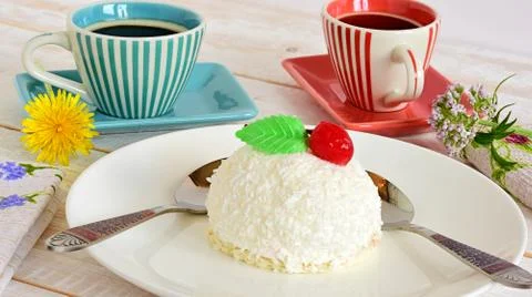 Cake with coconut Stock Photos
