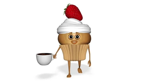 Cake Coffee Cup Looped White Background Video stock 170826432