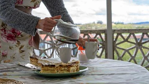 Cake with coffee Stock Photos
