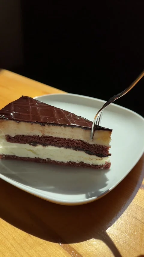 Cake in coffee shop Stock Footage 285042741