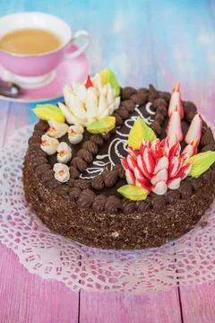 Cake on color background Cake on gradient color background Copyright: xZoo... Fotos de archivo