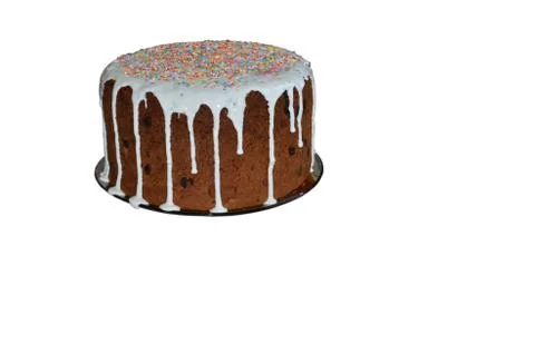Cake with colored bread on a white background Stock Photos