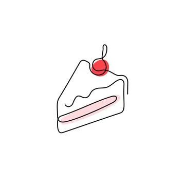 Cake continuous line vector icon Stock Illustration