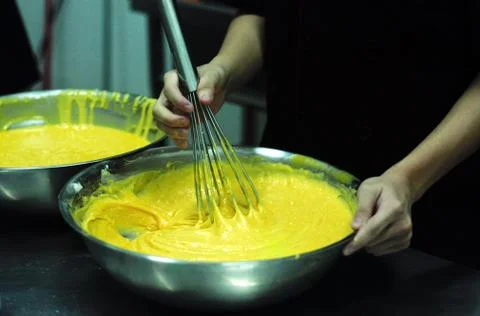 Cake cooking process Stock Photos