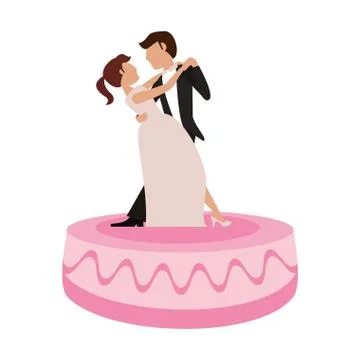 Cake couple wedding dessert Ilustração Stock